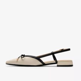 Damen Sensa15 Bow – cremefarbene Leder-Slingpumps Damen Sensa15 Bow – cremefarbene Leder-Slingpumps