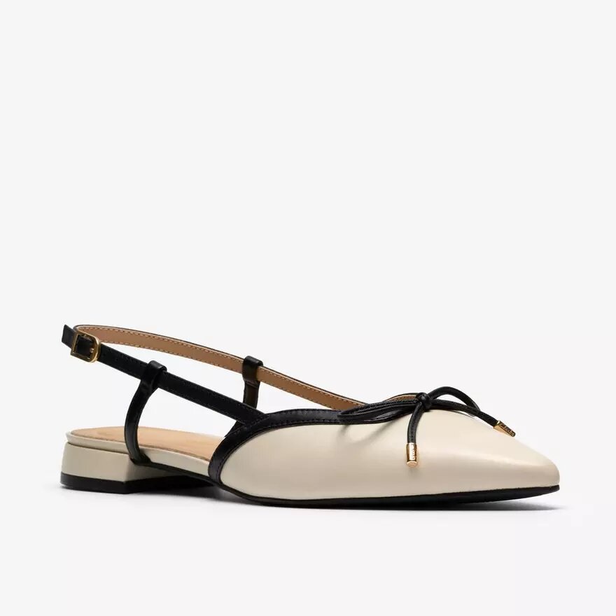 Damen Sensa15 Bow – cremefarbene Leder-Slingpumps Damen Sensa15 Bow – cremefarbene Leder-Slingpumps