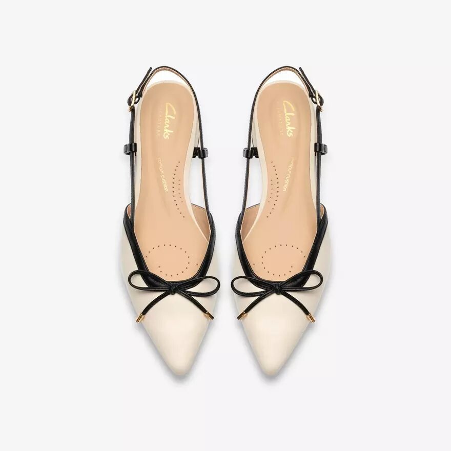 Damen Sensa15 Bow – cremefarbene Leder-Slingpumps Damen Sensa15 Bow – cremefarbene Leder-Slingpumps