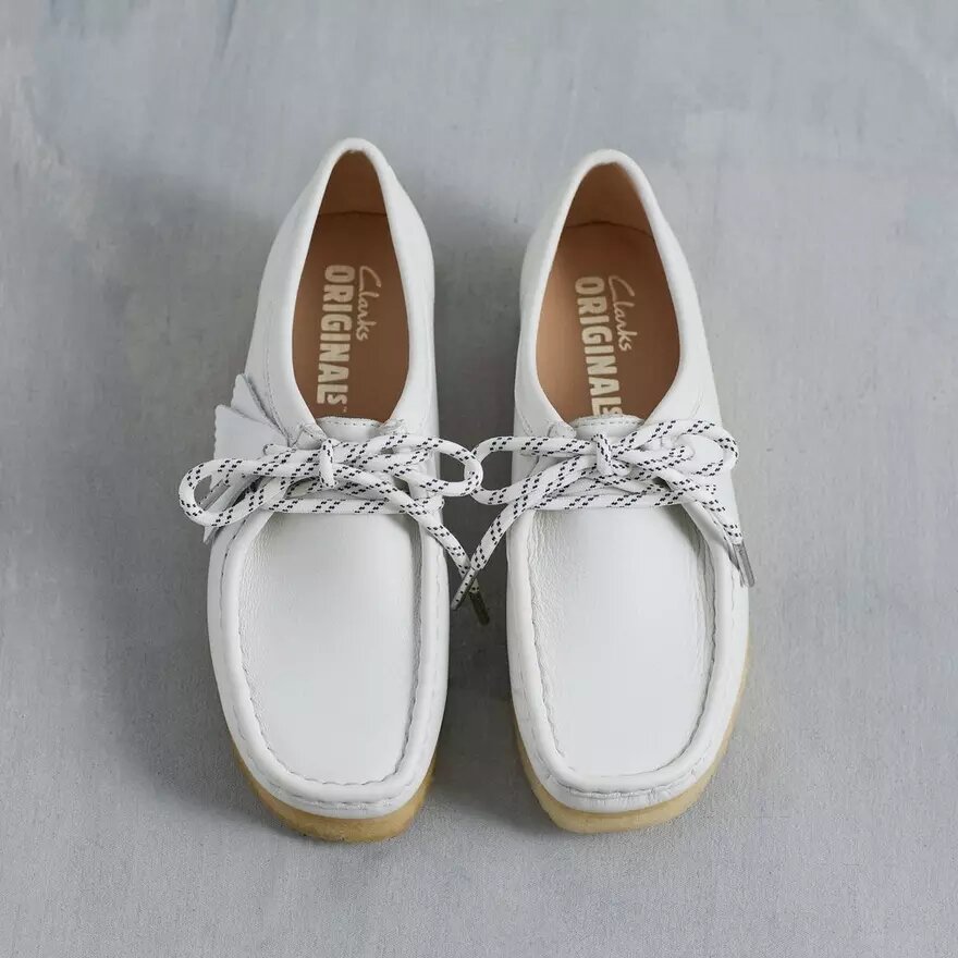 Damen-Wallabee aus weißem genarbtem Leder Damen-Wallabee aus weißem genarbtem Leder