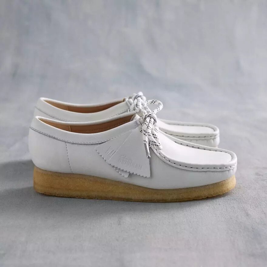 Damen-Wallabee aus weißem genarbtem Leder Damen-Wallabee aus weißem genarbtem Leder