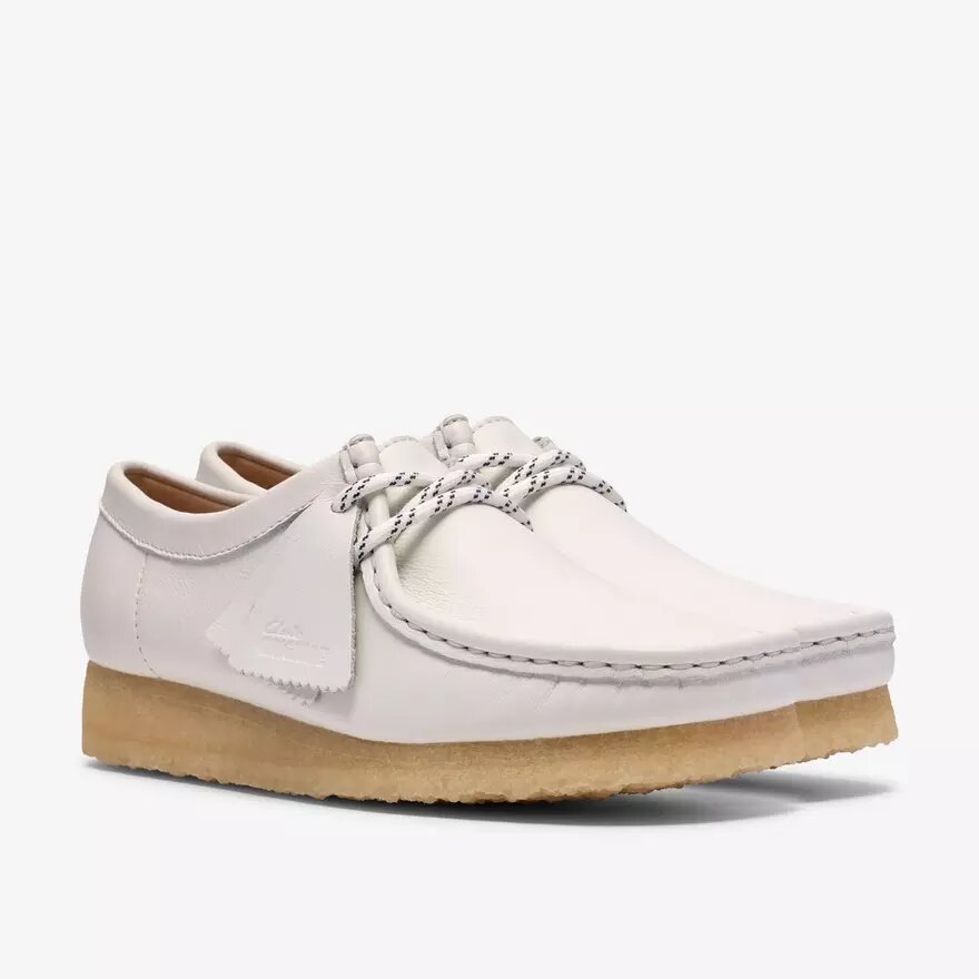 Damen-Wallabee aus weißem genarbtem Leder Damen-Wallabee aus weißem genarbtem Leder
