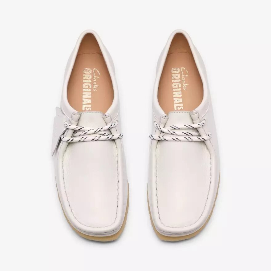 Damen-Wallabee aus weißem genarbtem Leder Damen-Wallabee aus weißem genarbtem Leder