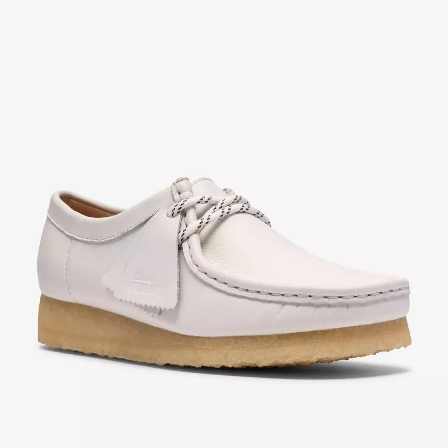 Damen-Wallabee aus weißem genarbtem Leder Damen-Wallabee aus weißem genarbtem Leder
