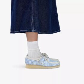 Damen-Wallabee mit blauem Gingham-Karomuster