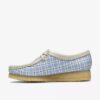 Damen-Wallabee mit blauem Gingham-Karomuster Damen-Wallabee mit blauem Gingham-Karomuster