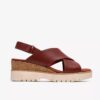 Diaz Cross Keilabsatzsandalen für Damen aus Leder in Burnt Orange