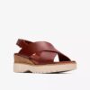 Diaz Cross Keilabsatzsandalen für Damen aus Leder in Burnt Orange