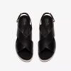 Diaz Cross Keilabsatzsandalen für Damen aus schwarzem Leder