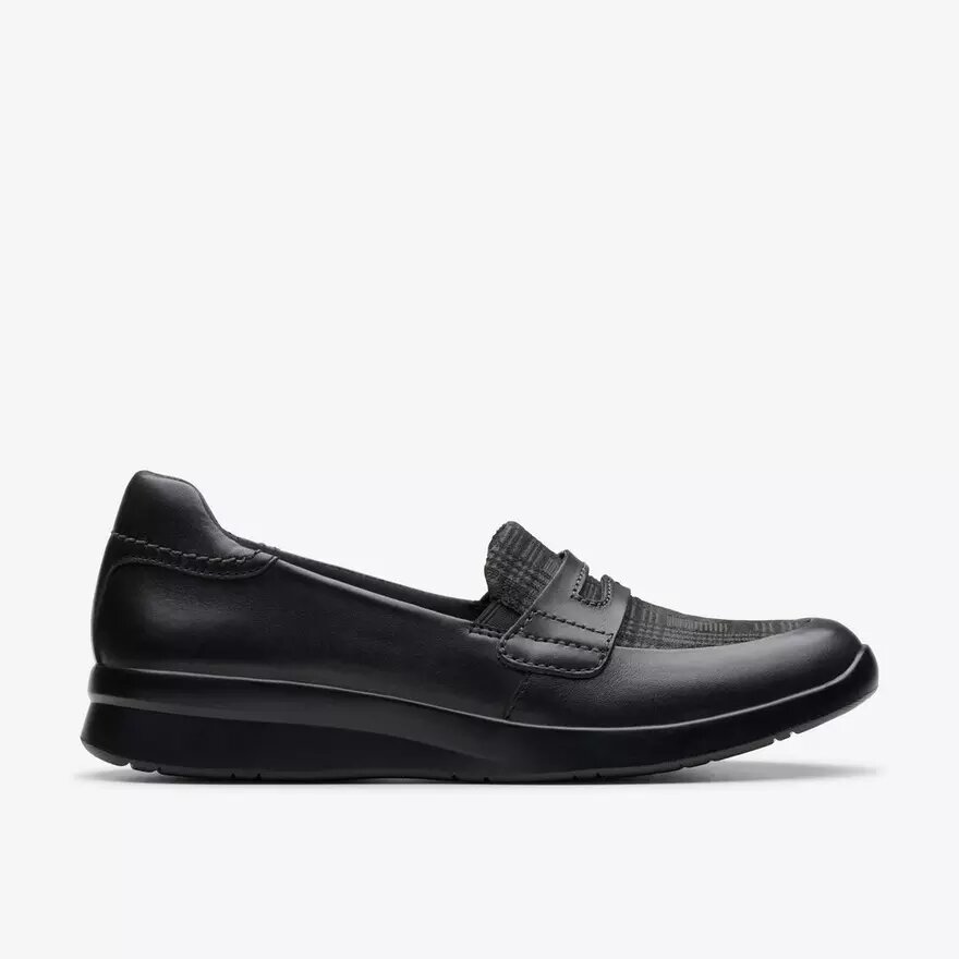 Ellowyn Penny Slip-Ons für Damen aus schwarzem Leder Ellowyn Penny Slip-Ons für Damen aus schwarzem Leder