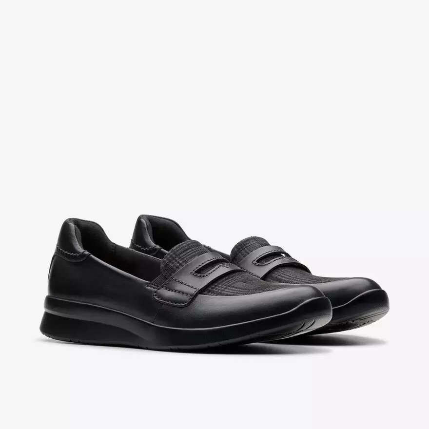 Ellowyn Penny Slip-Ons für Damen aus schwarzem Leder Ellowyn Penny Slip-Ons für Damen aus schwarzem Leder