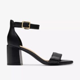 Ezoria Mae Damensandalen mit Absatz aus schwarzem Leder