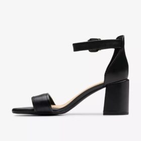 Ezoria Mae Damensandalen mit Absatz aus schwarzem Leder