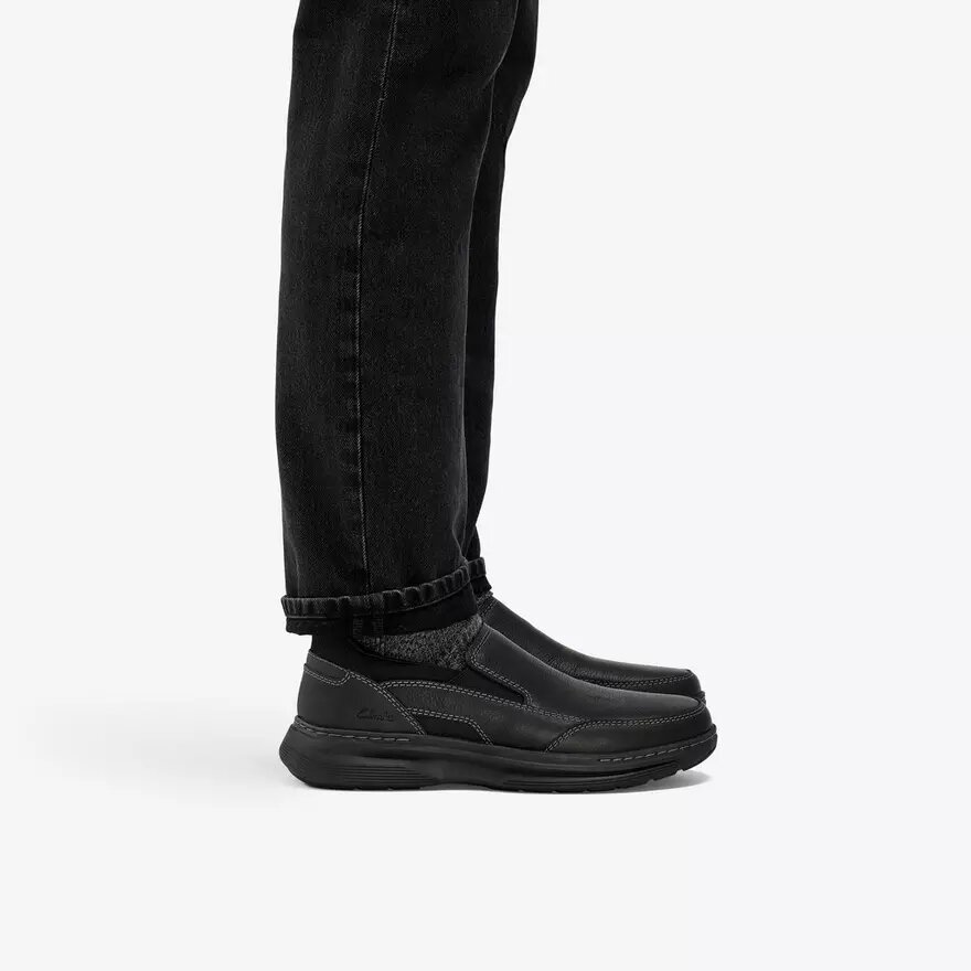 Herren Craftwell Step – Schwarze, getrommelte Slip-On-Schuhe Herren Craftwell Step – Schwarze, getrommelte Slip-On-Schuhe