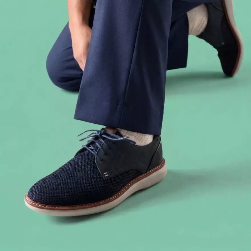 Herren-Derby-Schuh „Brantin Plain“ in Marineblau mit Strickobermaterial Herren-Derby-Schuh „Brantin Plain“ in Marineblau mit Strickobermaterial