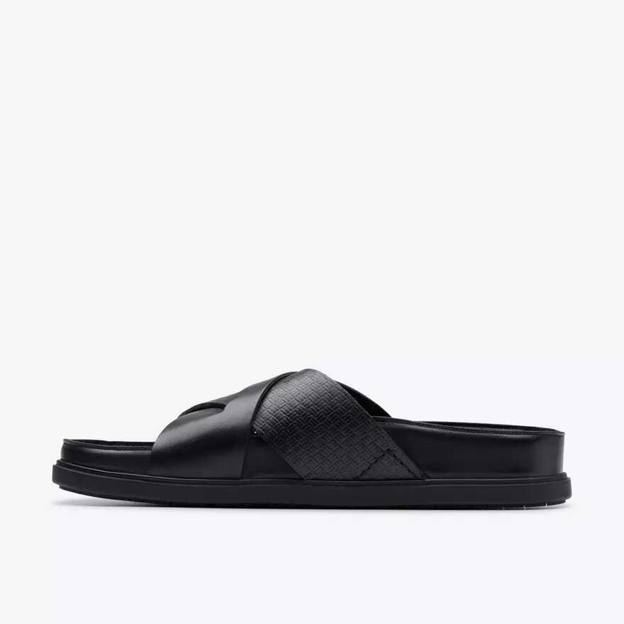 Herren-Flache Sandalen „Torford Cross“ aus schwarzem Leder Herren-Flache Sandalen „Torford Cross“ aus schwarzem Leder