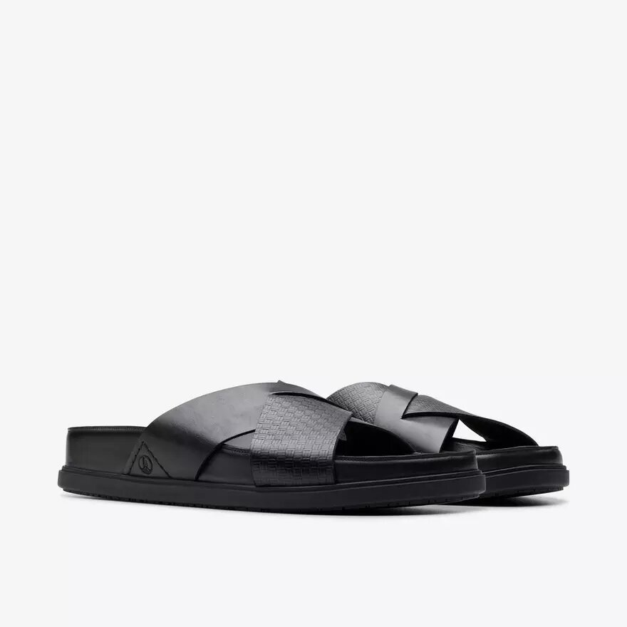 Herren-Flache Sandalen „Torford Cross“ aus schwarzem Leder Herren-Flache Sandalen „Torford Cross“ aus schwarzem Leder