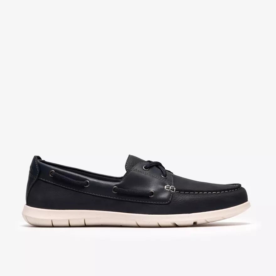 Herren Flexway 2Eye Bootsschuhe aus marineblauem Nubukleder Herren Flexway 2Eye Bootsschuhe aus marineblauem Nubukleder