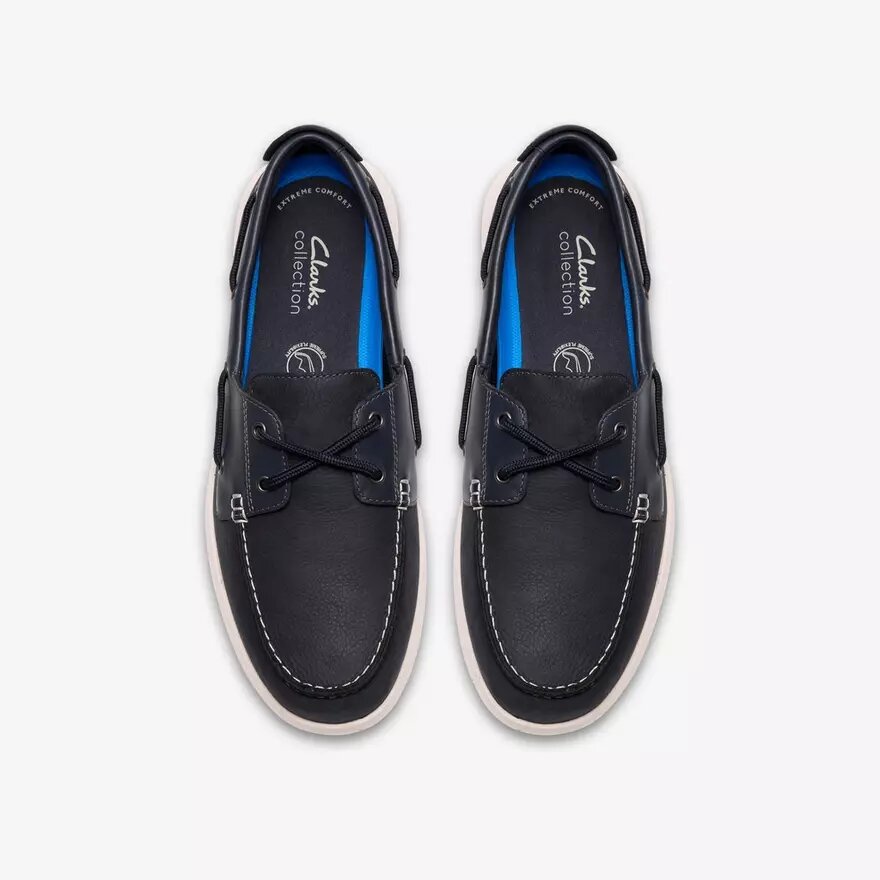 Herren Flexway 2Eye Bootsschuhe aus marineblauem Nubukleder Herren Flexway 2Eye Bootsschuhe aus marineblauem Nubukleder