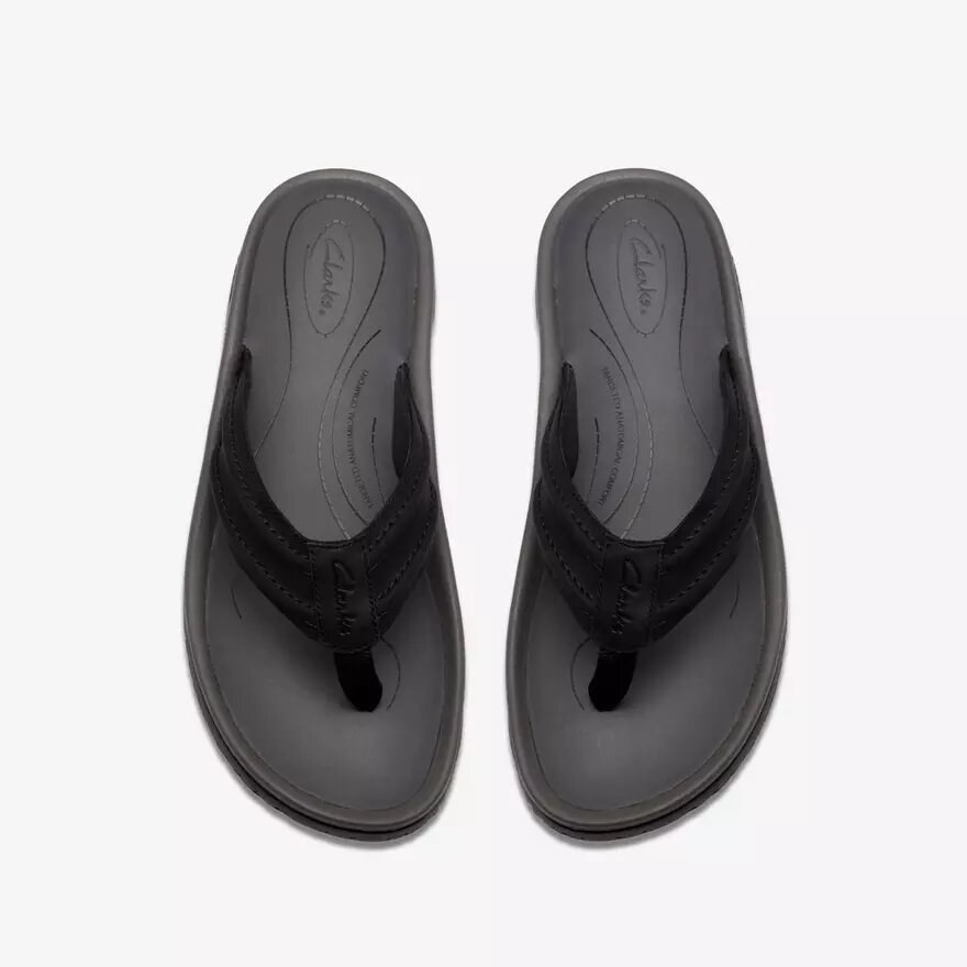 Herren-Flip-Flops „Wesley Surf“ aus schwarzem Leder Herren-Flip-Flops „Wesley Surf“ aus schwarzem Leder