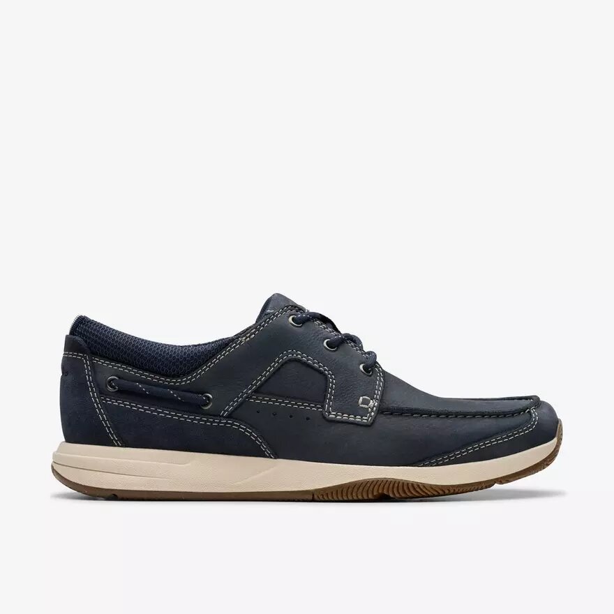 Herren Sailview Schnür-Bootsschuhe aus marineblauem Nubukleder Herren Sailview Schnür-Bootsschuhe aus marineblauem Nubukleder