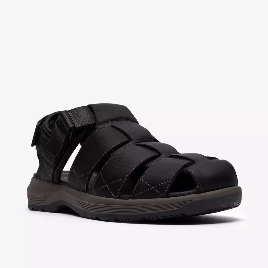 Herren-Sandale „Guideview Cove“ aus schwarzem Leder Herren-Sandale „Guideview Cove“ aus schwarzem Leder
