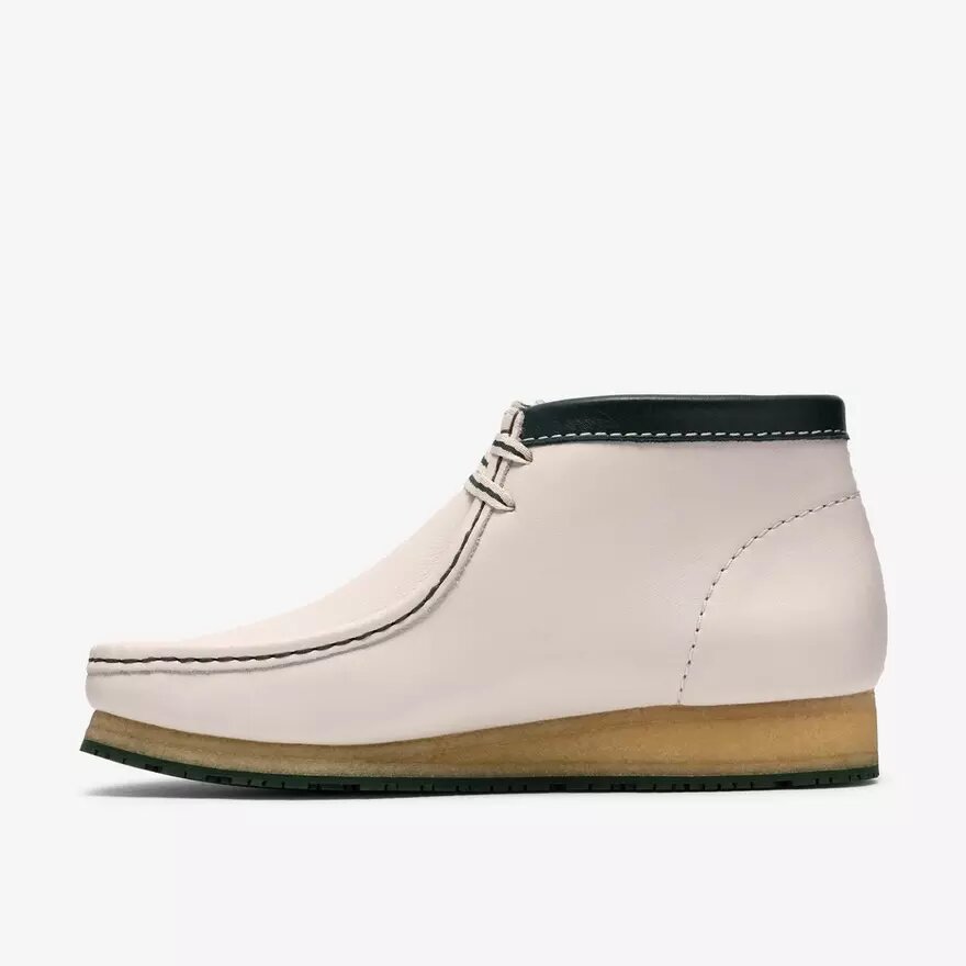 Herren-Walla-Stiefel Rb aus weißem Leder – Wallabees Herren-Walla-Stiefel Rb aus weißem Leder – Wallabees