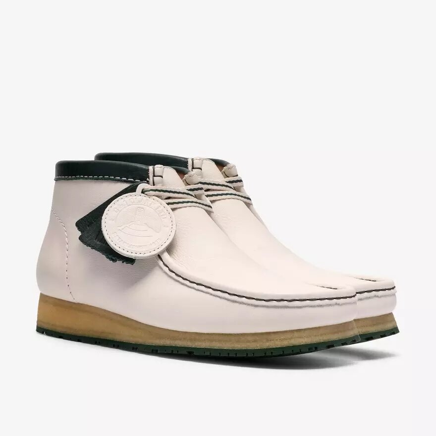 Herren-Walla-Stiefel Rb aus weißem Leder – Wallabees Herren-Walla-Stiefel Rb aus weißem Leder – Wallabees