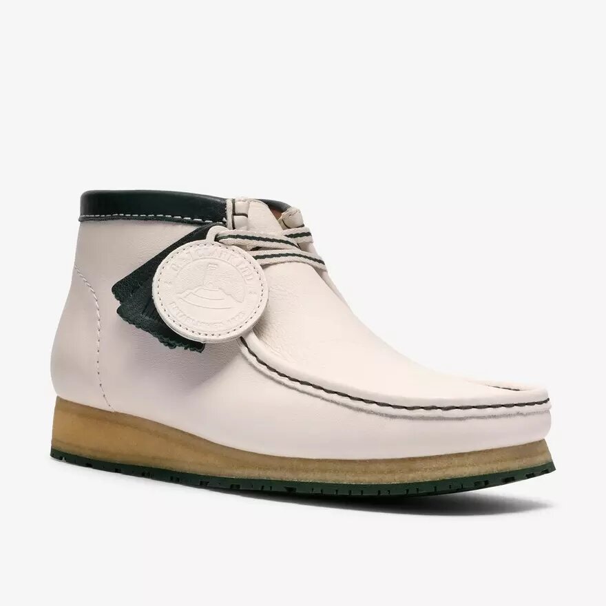 Herren-Walla-Stiefel Rb aus weißem Leder – Wallabees Herren-Walla-Stiefel Rb aus weißem Leder – Wallabees