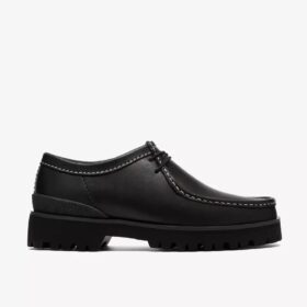 Herren Walla Yukoner Wallabees aus schwarzem Leder