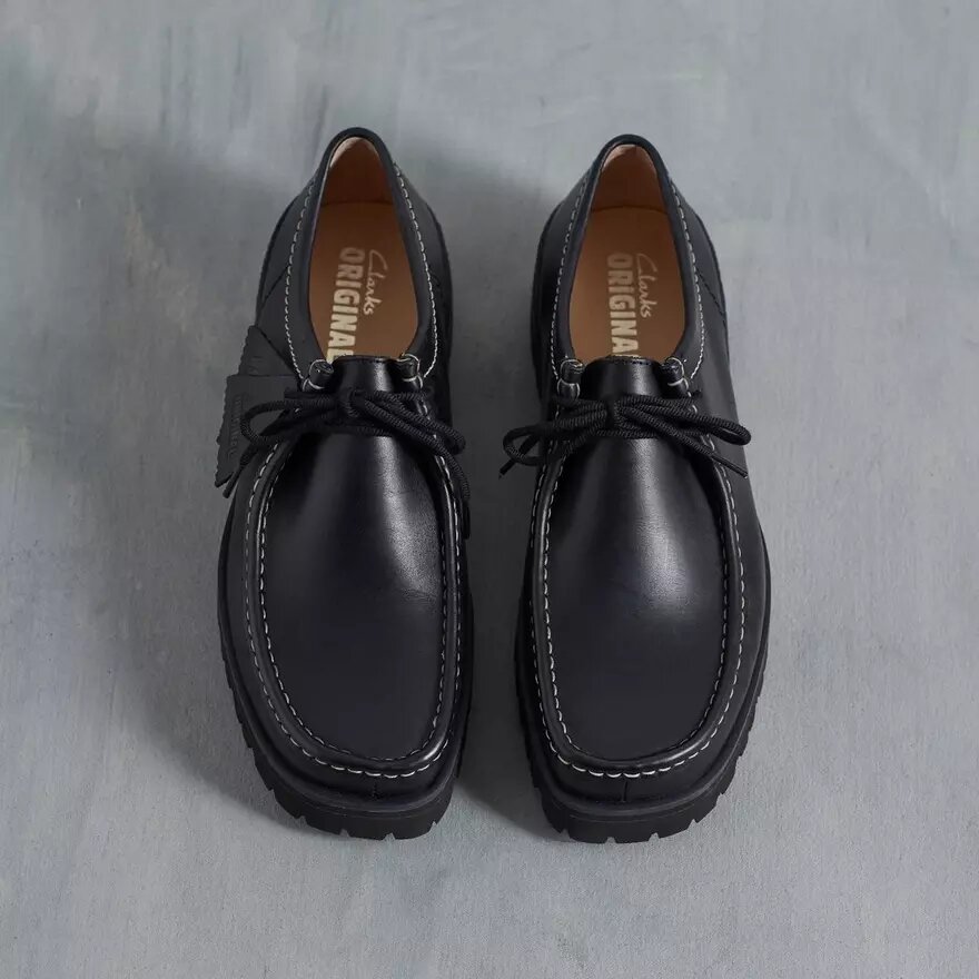 Herren Walla Yukoner Wallabees aus schwarzem Leder Herren Walla Yukoner Wallabees aus schwarzem Leder