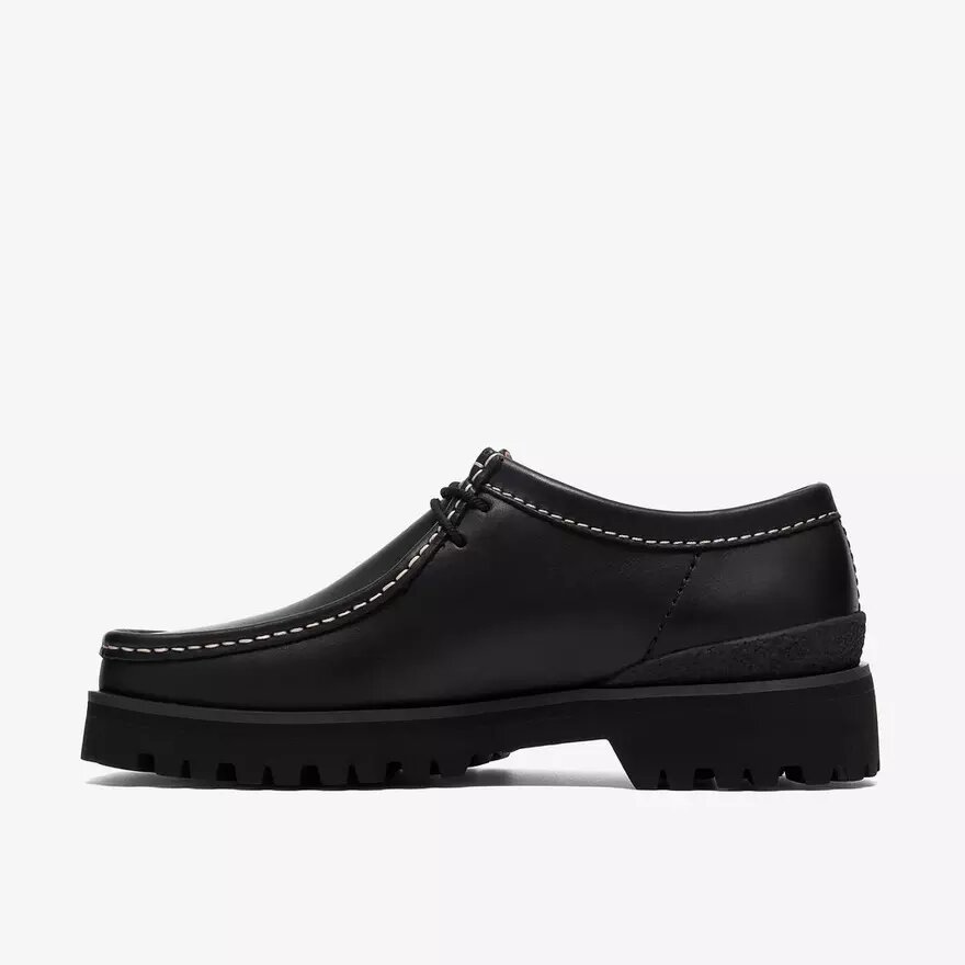 Herren Walla Yukoner Wallabees aus schwarzem Leder Herren Walla Yukoner Wallabees aus schwarzem Leder
