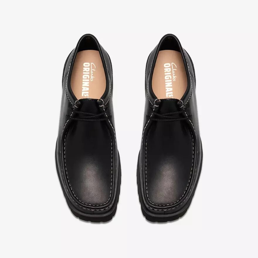 Herren Walla Yukoner Wallabees aus schwarzem Leder Herren Walla Yukoner Wallabees aus schwarzem Leder