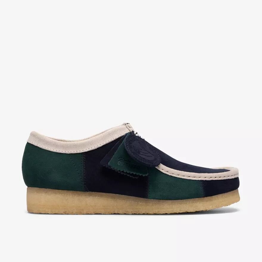 Herren-Wallabee mit blau-grünem Streifen Herren-Wallabee mit blau-grünem Streifen
