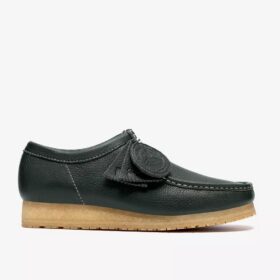 Herren Wallabee Rb – Dunkelgrüne Wallabees aus Leder