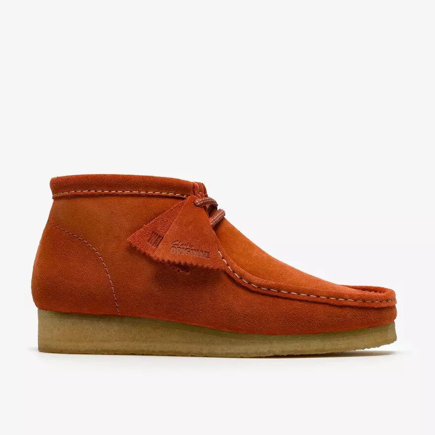 Herren-Wallabee-Stiefel Wallabees aus orangefarbenem Wildleder Herren-Wallabee-Stiefel Wallabees aus orangefarbenem Wildleder