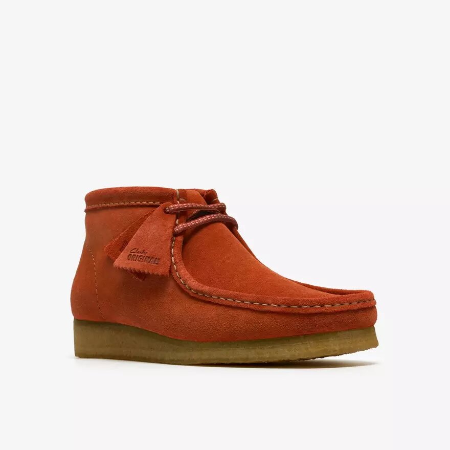 Herren-Wallabee-Stiefel Wallabees aus orangefarbenem Wildleder Herren-Wallabee-Stiefel Wallabees aus orangefarbenem Wildleder
