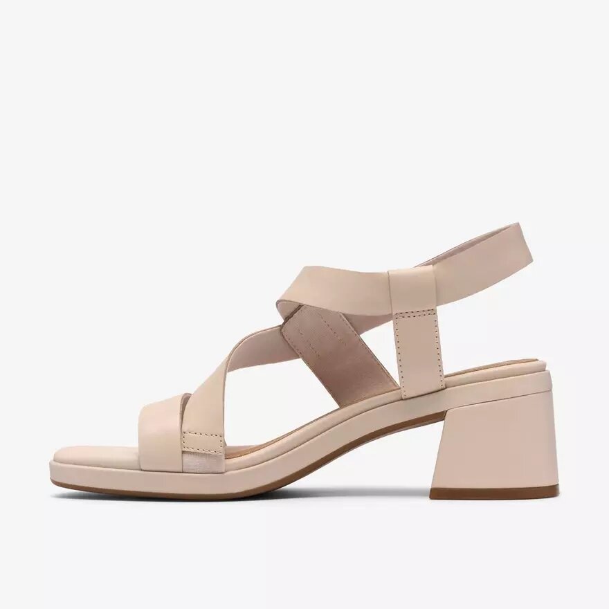 Jaylan Sol Damen-Sandalen mit Absatz aus cremefarbenem Leder Jaylan Sol Damen-Sandalen mit Absatz aus cremefarbenem Leder