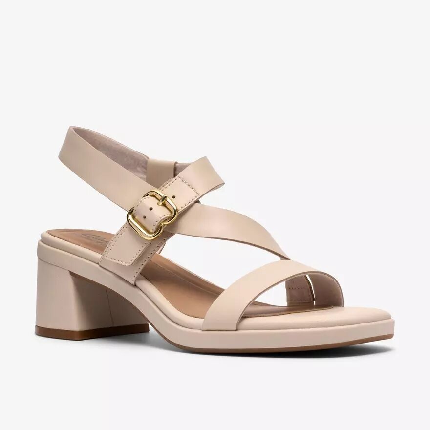 Jaylan Sol Damen-Sandalen mit Absatz aus cremefarbenem Leder Jaylan Sol Damen-Sandalen mit Absatz aus cremefarbenem Leder