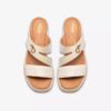 Kidiki Cove Keilabsatzsandalen für Damen aus cremefarbenem Leder mit Keilabsätzen
