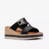 Kidiki Cove Keilabsatzsandalen für Damen aus schwarzem Leder mit Keilabsätzen Kidiki Cove Keilabsatzsandalen für Damen aus schwarzem Leder mit Keilabsätzen