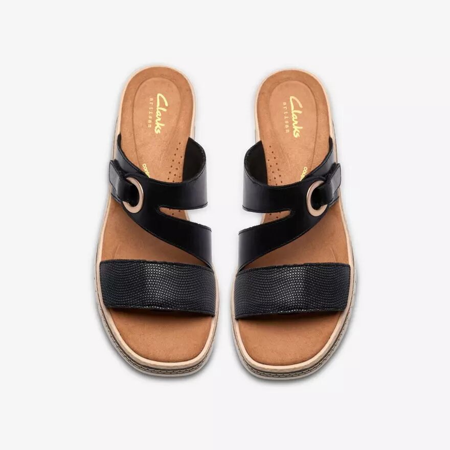 Kidiki Cove Keilabsatzsandalen für Damen aus schwarzem Leder mit Keilabsätzen Kidiki Cove Keilabsatzsandalen für Damen aus schwarzem Leder mit Keilabsätzen