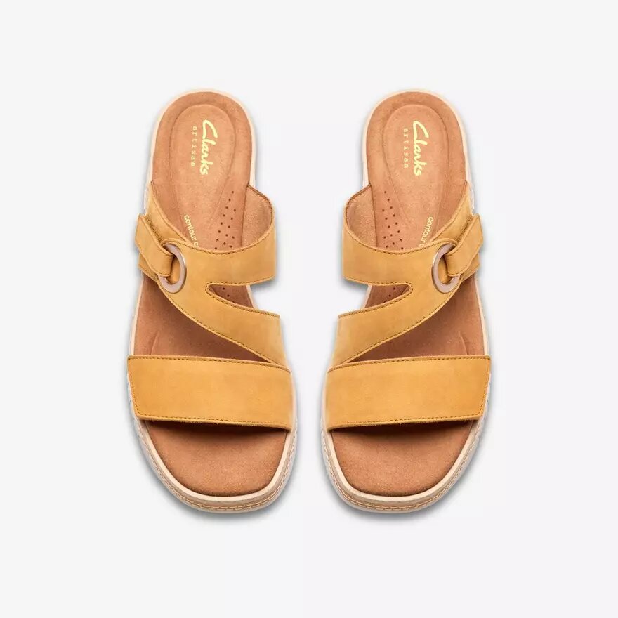Kidiki Cove Keilabsatzsandalen für Damen in Gelb aus Nubukleder Kidiki Cove Keilabsatzsandalen für Damen in Gelb aus Nubukleder