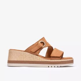 Kidiki Cove Sandalen für Damen in Hellbraun aus Nubukleder mit Keilabsätzen