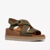 Kidiki Sun Damen-Keilabsatz-Sandalen aus Nubukleder in Dunkeloliv Kidiki Sun Damen-Keilabsatz-Sandalen aus Nubukleder in Dunkeloliv