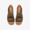 Kidiki Sun Damen-Keilabsatz-Sandalen aus Nubukleder in Dunkeloliv Kidiki Sun Damen-Keilabsatz-Sandalen aus Nubukleder in Dunkeloliv