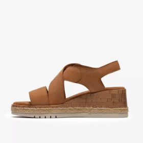 Kidiki Sun Tan Nubuk-Keilabsatz-Sandalen für Damen