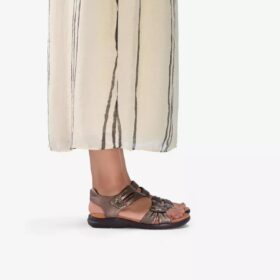 Kitly Ave Bronze Leder-Flache Sandalen für Damen