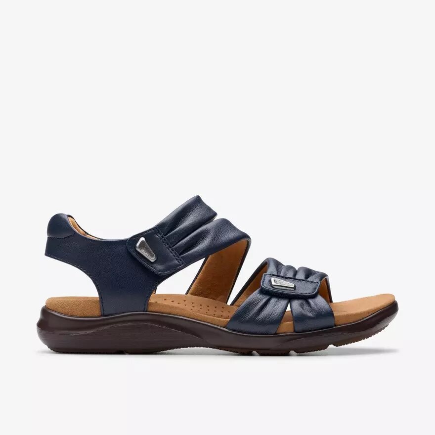 Kitly Ave Damen-Flache Sandalen aus Leder in Marineblau Kitly Ave Damen-Flache Sandalen aus Leder in Marineblau