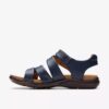 Kitly Ave Damen-Flache Sandalen aus Leder in Marineblau Kitly Ave Damen-Flache Sandalen aus Leder in Marineblau